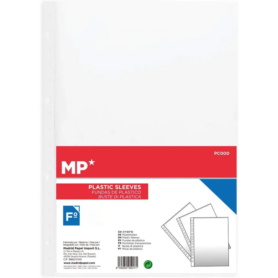 Fundas Perforadas A4 Pack 100 Unidades – Fundas Transparentes de Plástico Resistente, Tamaño Folio con Multiperforación Lateral, Acabado Transparente para Carpeta de Anillas, Oficina, Colegio y Archivo de Documentos - Imagen 5