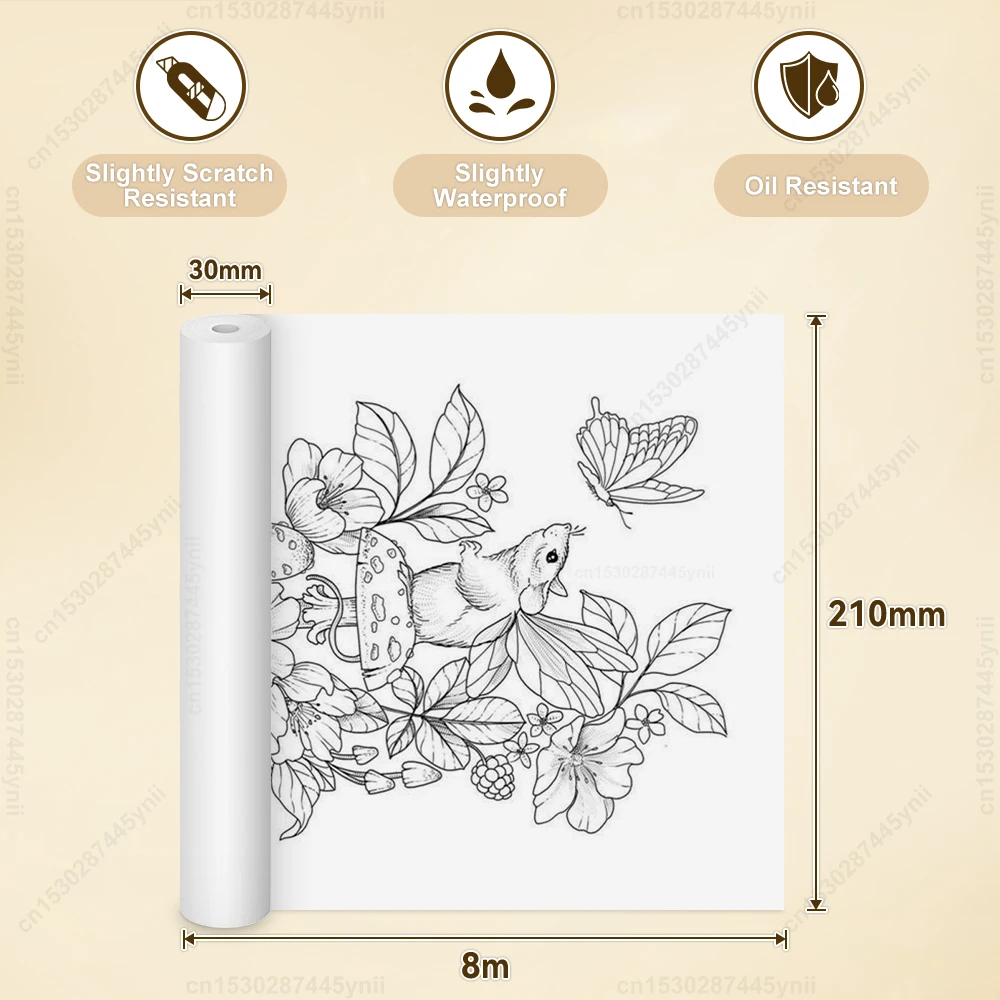 3/5/10 rollos de papel térmico A4, papel de impresión térmica resistente al aceite y al agua, 210x30mm, apto para impresora térmica A4 A40/X8 D210 S8 M08F - Imagen 3