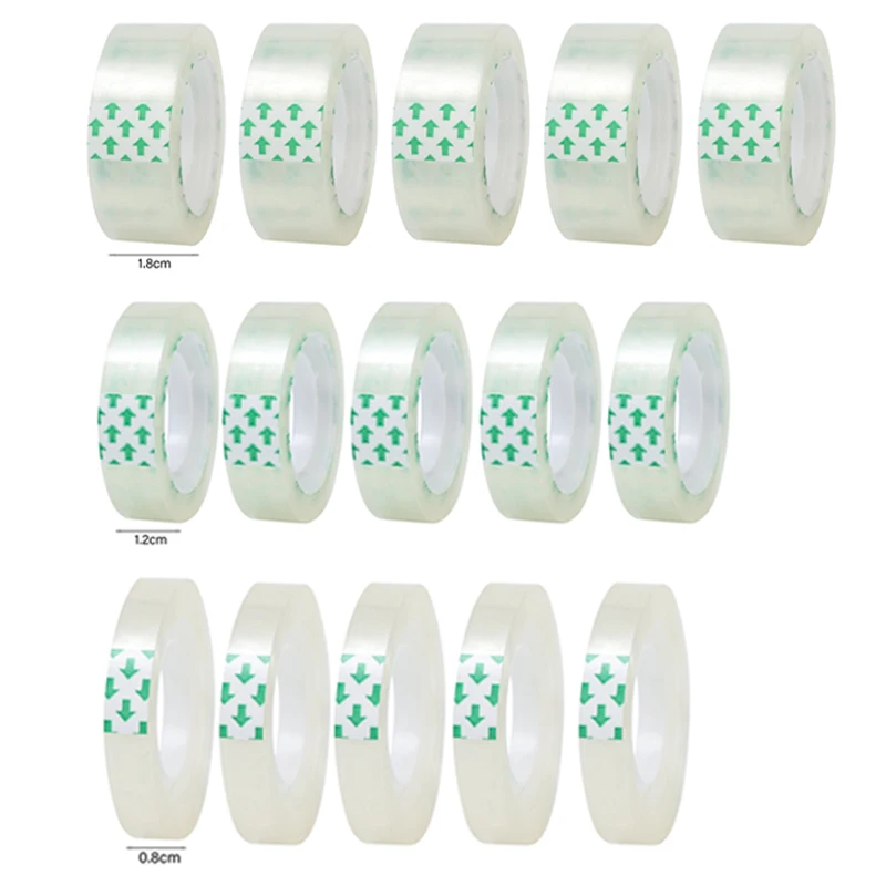 20-1 rollo de cinta adhesiva transparente, 0,8 cm, 1,2 cm, 1,8 cm de ancho, cinta de sellado transparente fuerte para oficina, escuela, embalaje para el hogar, papelería - Imagen 20
