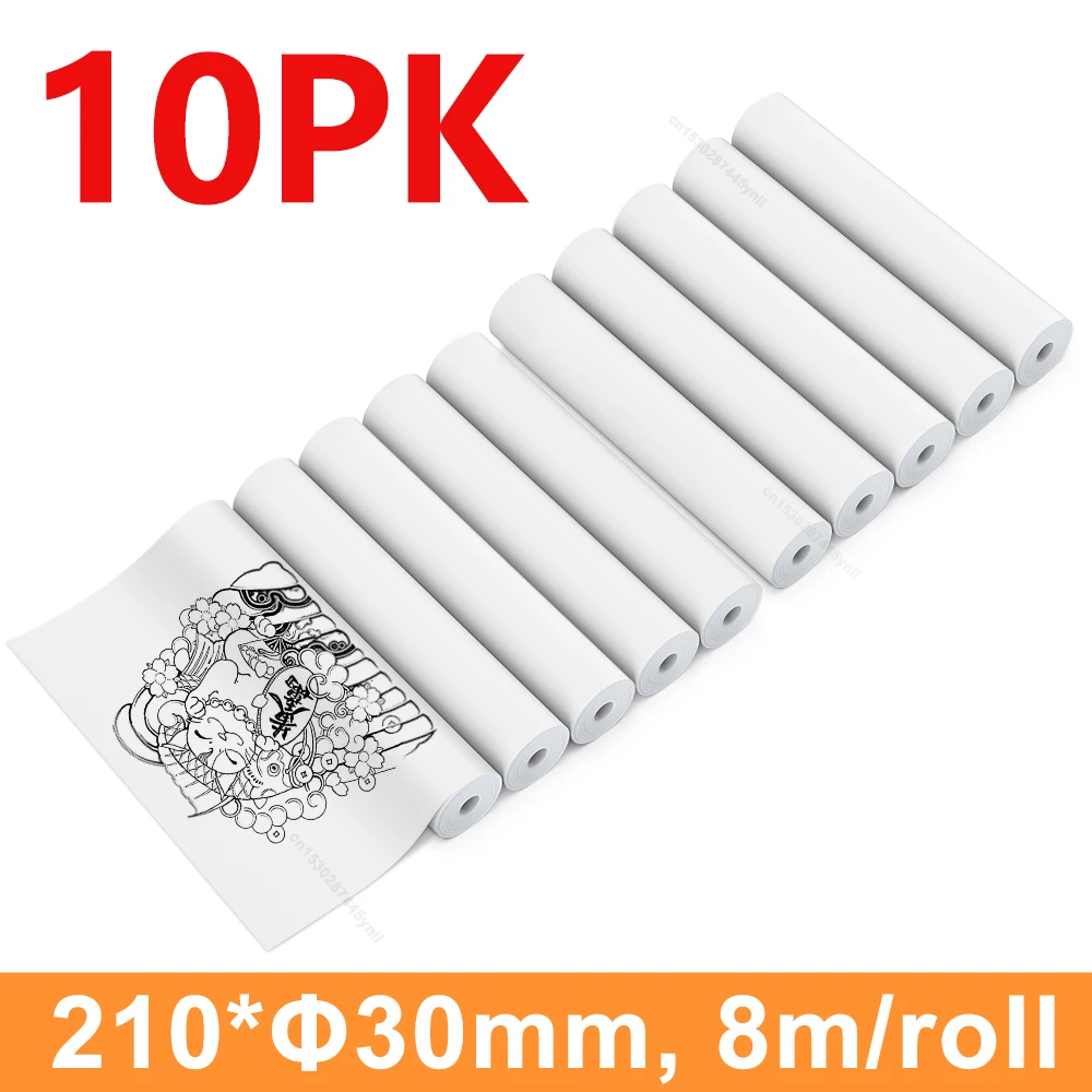 3/5/10 rollos de papel térmico A4, papel de impresión térmica resistente al aceite y al agua, 210x30mm, apto para impresora térmica A4 A40/X8 D210 S8 M08F - Imagen 7