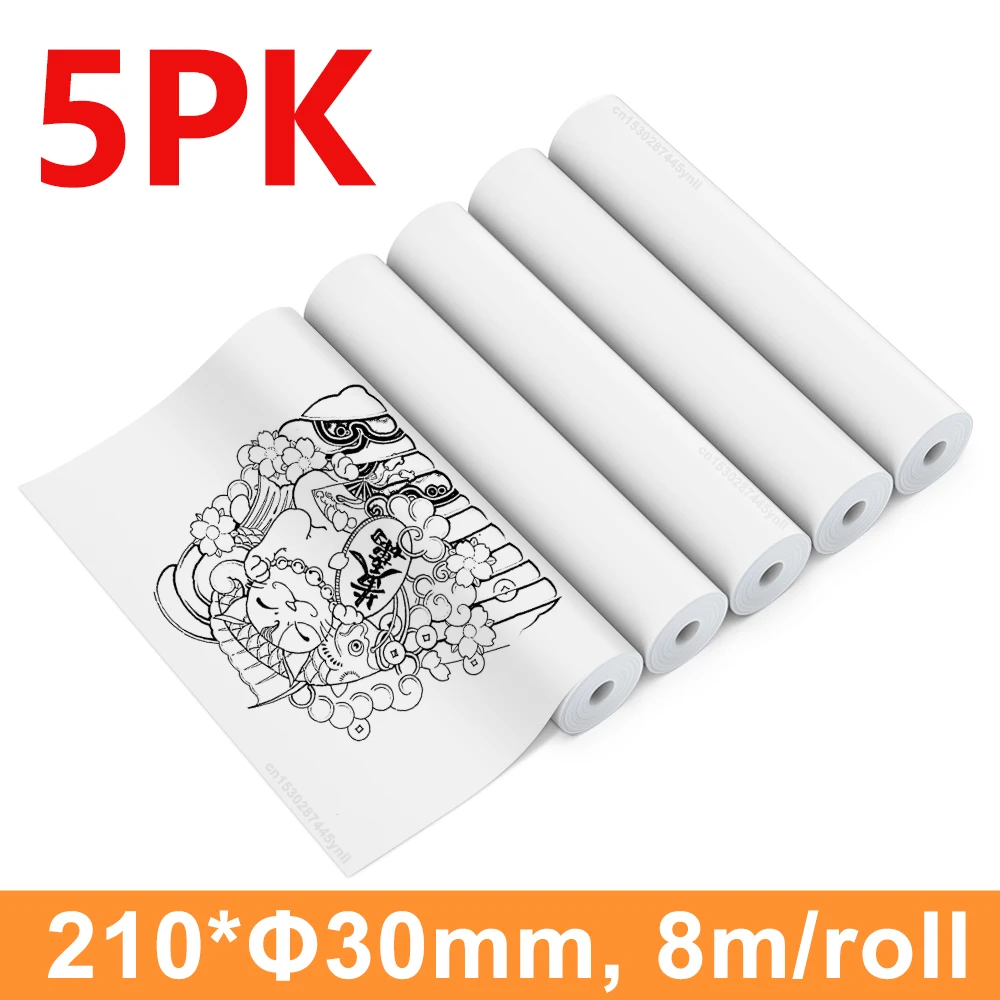 3/5/10 rollos de papel térmico A4, papel de impresión térmica resistente al aceite y al agua, 210x30mm, apto para impresora térmica A4 A40/X8 D210 S8 M08F - Imagen 9