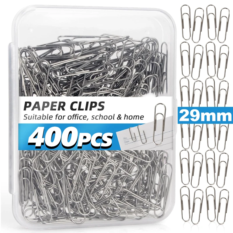 Clip de Metal plateado de 29mm, carpeta de papelería, marcapáginas, Clips de papel, organizadores para documentos de papel, suministros escolares de oficina