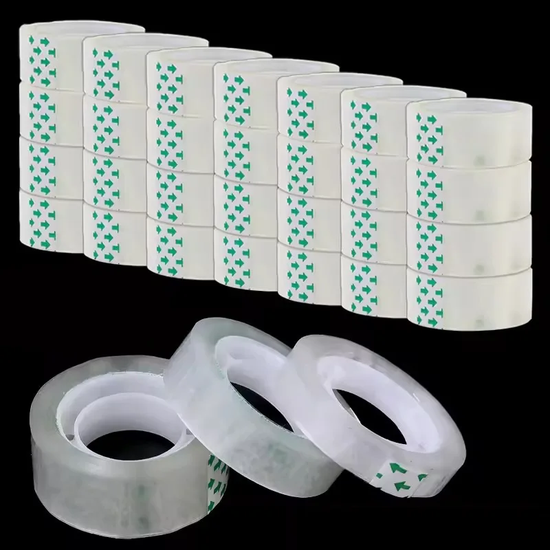 20-1 rollo de cinta adhesiva transparente, 0,8 cm, 1,2 cm, 1,8 cm de ancho, cinta de sellado transparente fuerte para oficina, escuela, embalaje para el hogar, papelería - Imagen 5