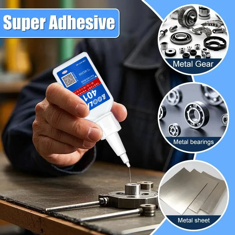 LOOLIFL 20ml 401/406 instantáneo fuerte súper pegamento universal superpegamento poderoso instantáneo para resina cerámica vidrio metálico seco rápido - Imagen 2