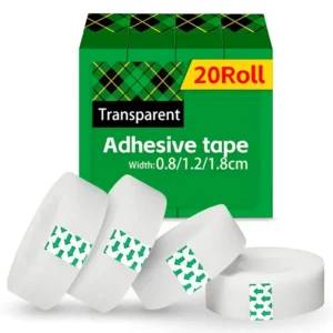 20-1 rollo de cinta adhesiva transparente, 0,8 cm, 1,2 cm, 1,8 cm de ancho, cinta de sellado transparente fuerte para oficina, escuela, embalaje para el hogar, papelería