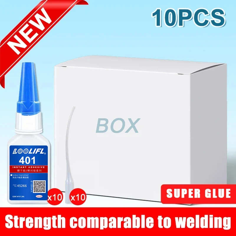 LOOLIFL 20ml 401/406 instantáneo fuerte súper pegamento universal superpegamento poderoso instantáneo para resina cerámica vidrio metálico seco rápido - Imagen 8