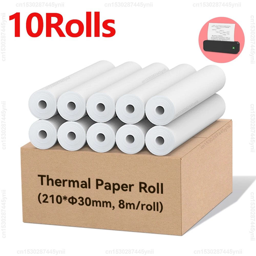 3/5/10 rollos de papel térmico A4, papel de impresión térmica resistente al aceite y al agua, 210x30mm, apto para impresora térmica A4 A40/X8 D210 S8 M08F