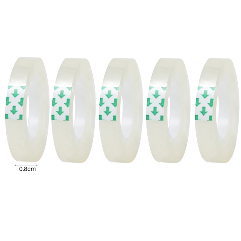 20-1 rollo de cinta adhesiva transparente, 0,8 cm, 1,2 cm, 1,8 cm de ancho, cinta de sellado transparente fuerte para oficina, escuela, embalaje para el hogar, papelería - Imagen 12