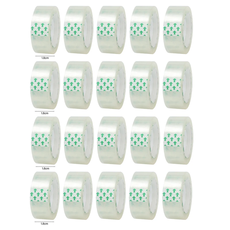 20-1 rollo de cinta adhesiva transparente, 0,8 cm, 1,2 cm, 1,8 cm de ancho, cinta de sellado transparente fuerte para oficina, escuela, embalaje para el hogar, papelería - Imagen 15