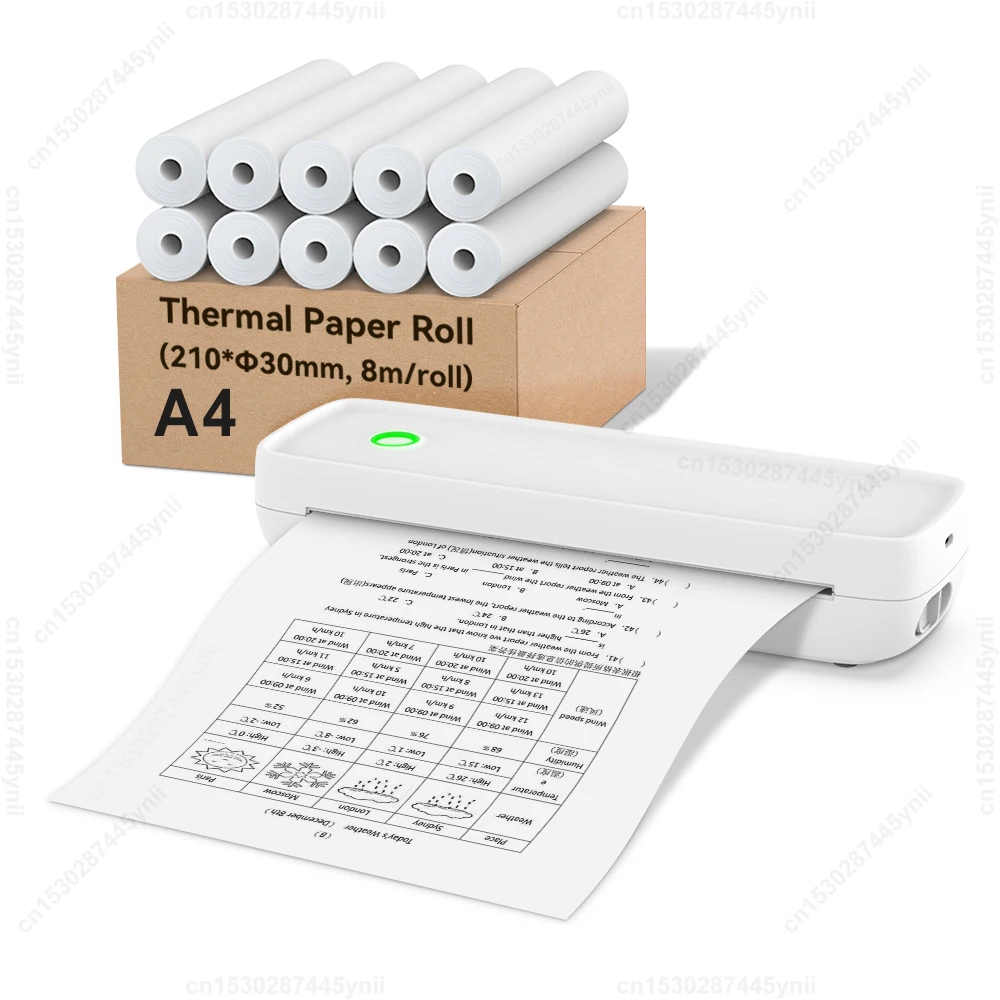3/5/10 rollos de papel térmico A4, papel de impresión térmica resistente al aceite y al agua, 210x30mm, apto para impresora térmica A4 A40/X8 D210 S8 M08F - Imagen 2