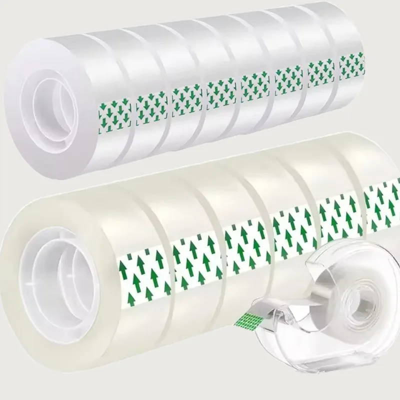 20-1 rollo de cinta adhesiva transparente, 0,8 cm, 1,2 cm, 1,8 cm de ancho, cinta de sellado transparente fuerte para oficina, escuela, embalaje para el hogar, papelería - Imagen 6