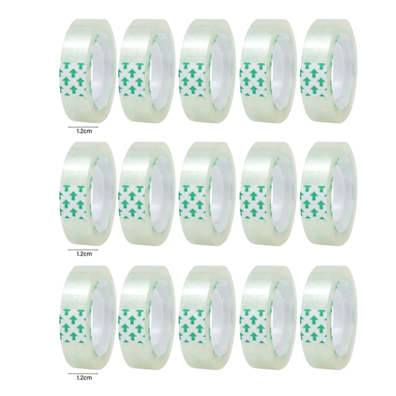 20-1 rollo de cinta adhesiva transparente, 0,8 cm, 1,2 cm, 1,8 cm de ancho, cinta de sellado transparente fuerte para oficina, escuela, embalaje para el hogar, papelería - Imagen 10
