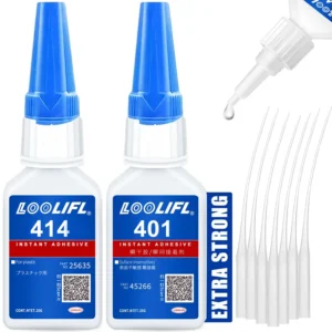 LOOLIFL 20ml 401/406 instantáneo fuerte súper pegamento universal superpegamento poderoso instantáneo para resina cerámica vidrio metálico seco rápido