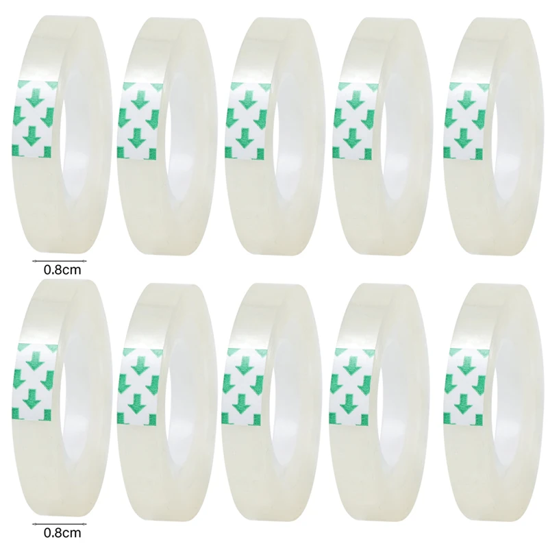 20-1 rollo de cinta adhesiva transparente, 0,8 cm, 1,2 cm, 1,8 cm de ancho, cinta de sellado transparente fuerte para oficina, escuela, embalaje para el hogar, papelería - Imagen 14