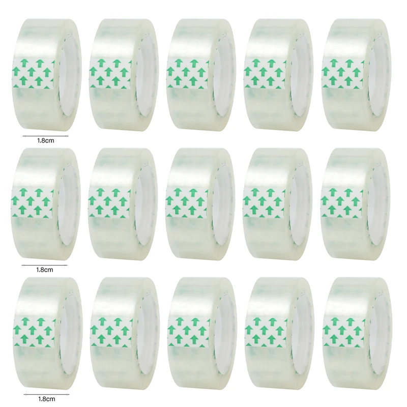 20-1 rollo de cinta adhesiva transparente, 0,8 cm, 1,2 cm, 1,8 cm de ancho, cinta de sellado transparente fuerte para oficina, escuela, embalaje para el hogar, papelería - Imagen 13